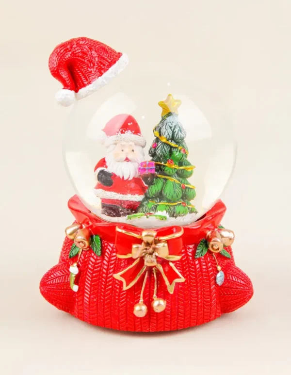 Adorno Navideño Bola De Cristal Papa Noel 8 Cm Diametro Mediana A Pilas-Luces-20197 - Imagen 3