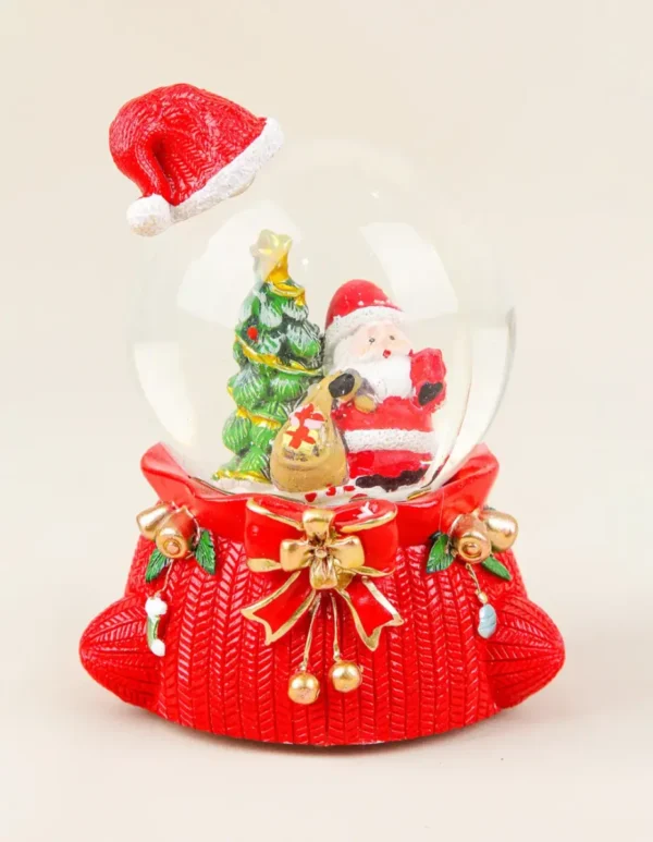 Adorno Navideño Bola De Cristal Papa Noel 8 Cm Diametro Mediana A Pilas-Luces-20197