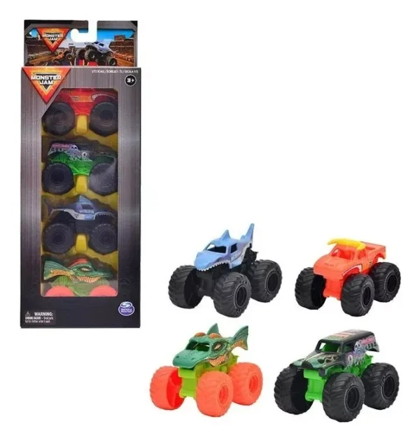 Monster Jam Pack x4 Camioneta Monstruo Mini Vehiculo A Escala 1:72