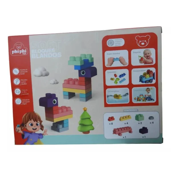 BB001-Mesita Con Bloques Blandos Suaves De Construccion Soft 20pcs  Primera Infancia- Phi Phi Toys - Imagen 2