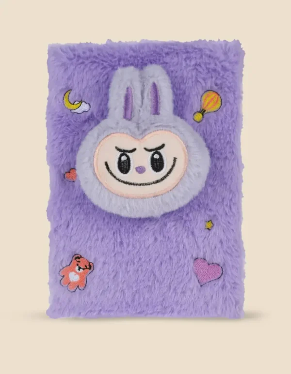 Anotador De Peluche De Tapa Dura C/ 80 Hojas Rayadas Labubu - Imagen 2