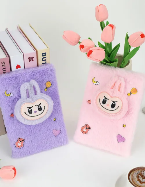Anotador De Peluche De Tapa Dura C/ 80 Hojas Rayadas Labubu