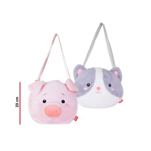 8247-Cartera Gato/Chancho de Peluche 20 Cm - Phi Phi Toys