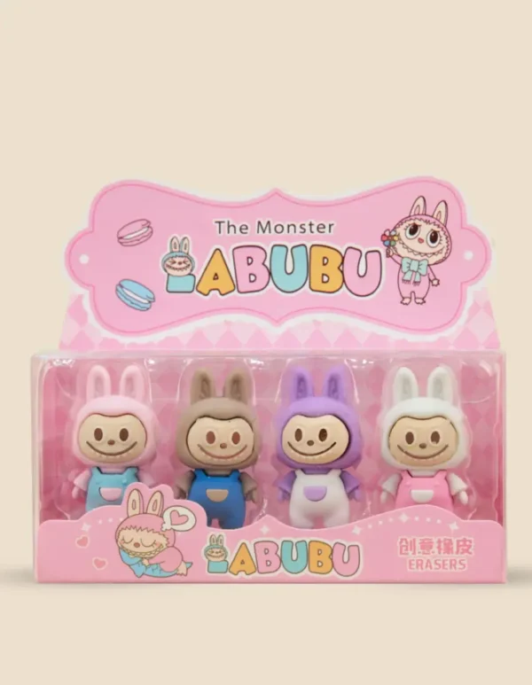 Pack Chico De 4 Gomas De Borrar Desarmables En blister Labubu - Imagen 2