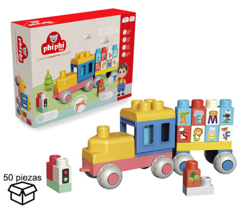 BB005-Bloques Impresos Blandos Suaves De Construccion En Tran Soft 50pcs  Primera Infancia- Phi Phi Toys