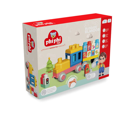 BB005-Bloques Impresos Blandos Suaves De Construccion En Tran Soft 50pcs  Primera Infancia- Phi Phi Toys