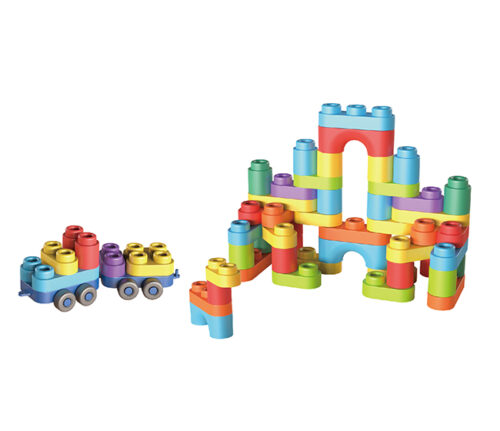 BB007-Cajonera Con Rueda De Bloques Blandos Suaves De Construccion En Soft 65pcs  Primera Infancia- Phi Phi Toys