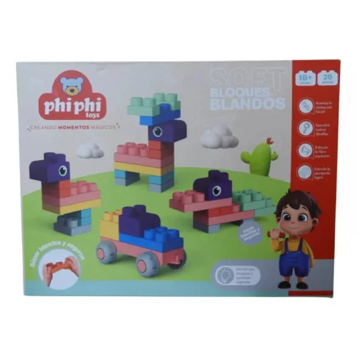 BB001-Mesita Con Bloques Blandos Suaves De Construccion Soft 20pcs  Primera Infancia- Phi Phi Toys