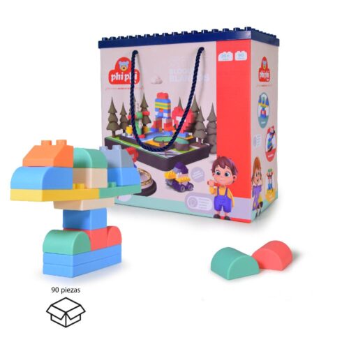 BB012-Bloques Blandos Suaves De Construccion Soft 90pcs  Primera Infancia- Phi Phi Toys