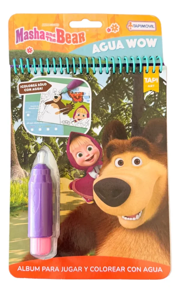 Agua Wow Librito Para Pintar ColorearMasha Y El Oso Con Lapiz De Agua - Imagen 2