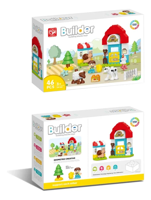 Juego De Construcción Bloques  Didácticos 46 Piezas Para Armar Granja