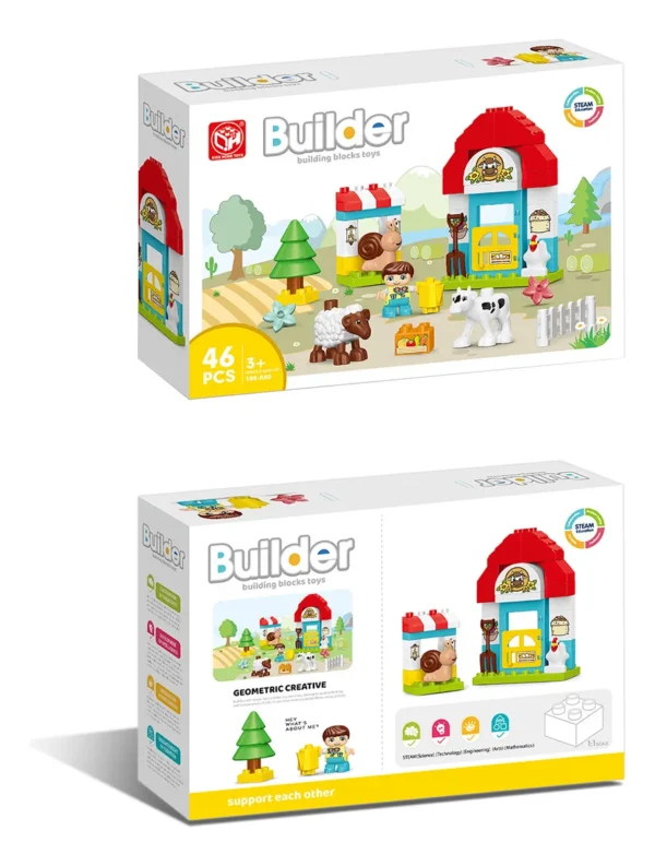 Juego De Construcción Bloques  Didácticos 46 Piezas Para Armar Granja