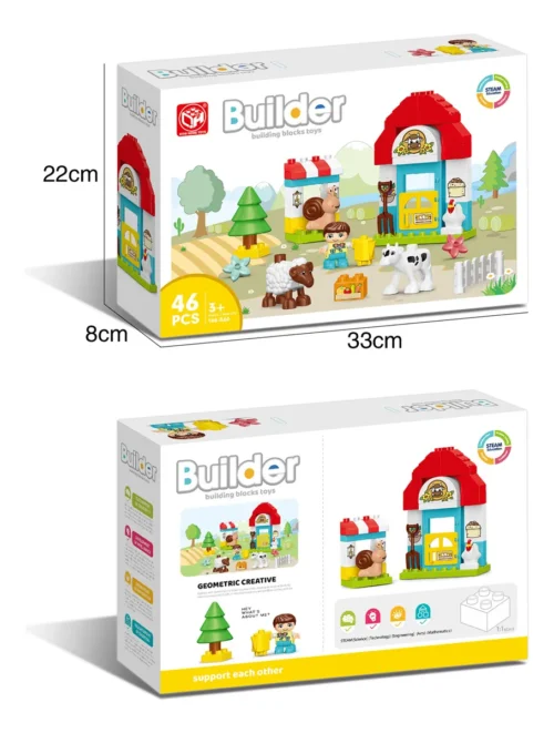 Juego De Construcción Bloques  Didácticos 46 Piezas Para Armar Granja
