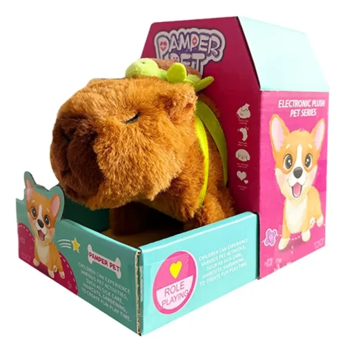 Peluche Capibara  Con  Mochila Interactivo Con Movimiento Para Jugar-Pamper Pet