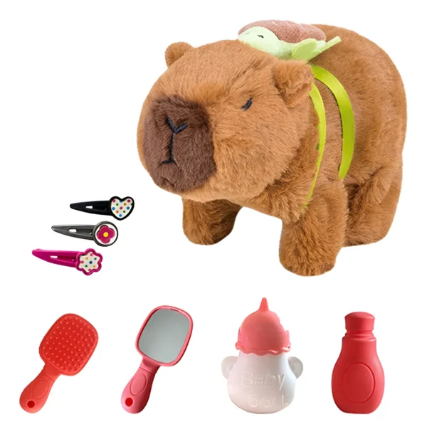 Peluche Capibara Set De Belleza Y Cuidados Mascota Interactivo Con Movimiento Más Accesorios Para Jugar - Imagen 3