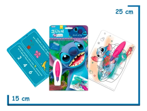 Agua Wow Librito Stich Disney Para Colorear Más Lápiz Mágico Se Pinta Con Agua Y Se Borra Solo - Imagen 2