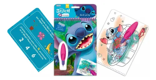 Agua Wow Librito Stich Disney Para Colorear Más Lápiz Mágico Se Pinta Con Agua Y Se Borra Solo