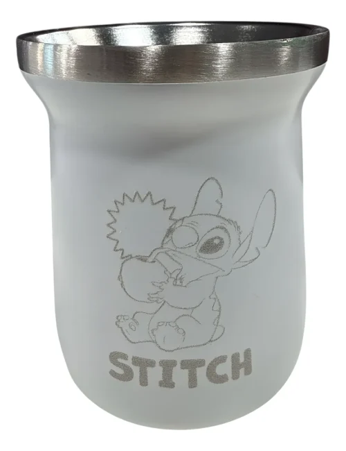7209 Mate Térmico De Acero Inoxidable Stitch Y Caja Decorada Diseño Disney Mantiene Temperatura Fría O Caliente 236ml