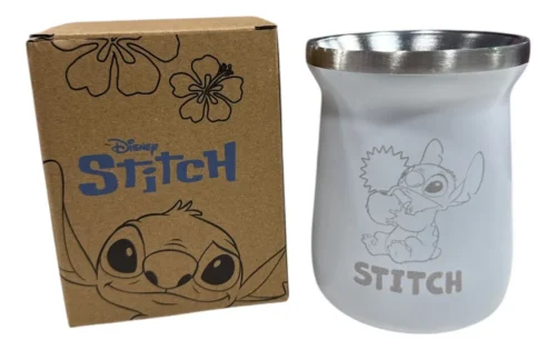 7209 Mate Térmico De Acero Inoxidable Stitch Y Caja Decorada Diseño Disney Mantiene Temperatura Fría O Caliente 236ml