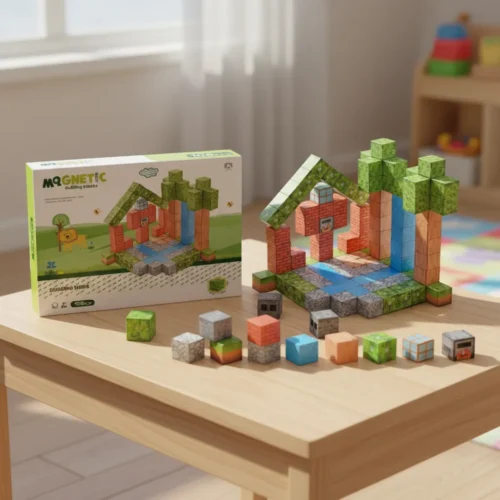 Juego De Construcción Bloques  Didácticos Magnéticos Cubos Steam Minecraft Shine 108 Piezas