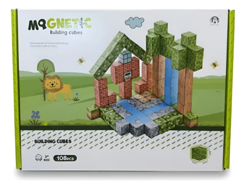 Juego De Construcción Bloques  Didácticos Magnéticos Cubos Steam Minecraft Shine 108 Piezas