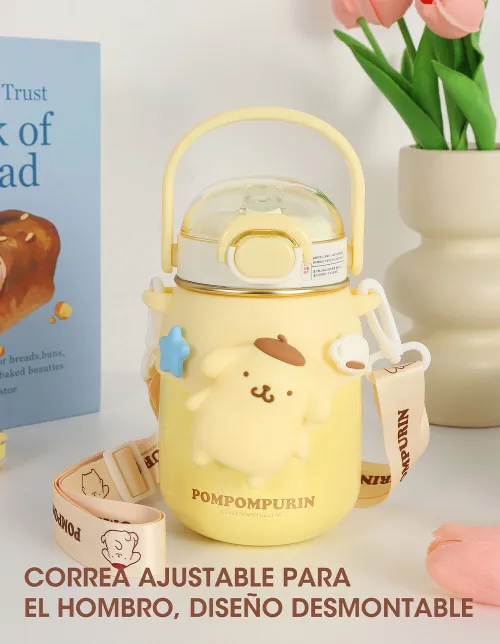 Botella Infantil 700Ml Sanrio Doble Capa Acero inoxidable y correa Varios Motivos - Imagen 9