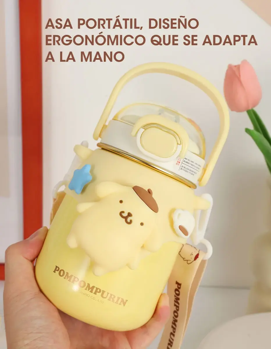 Botella Infantil 700Ml Sanrio Doble Capa Acero inoxidable y correa Varios Motivos - Imagen 6